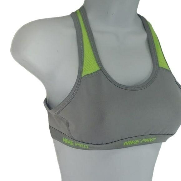 Nike Pro Dri Fit Neon and Grey Sports‎ Bra Size Medium - Picture 2 of 8